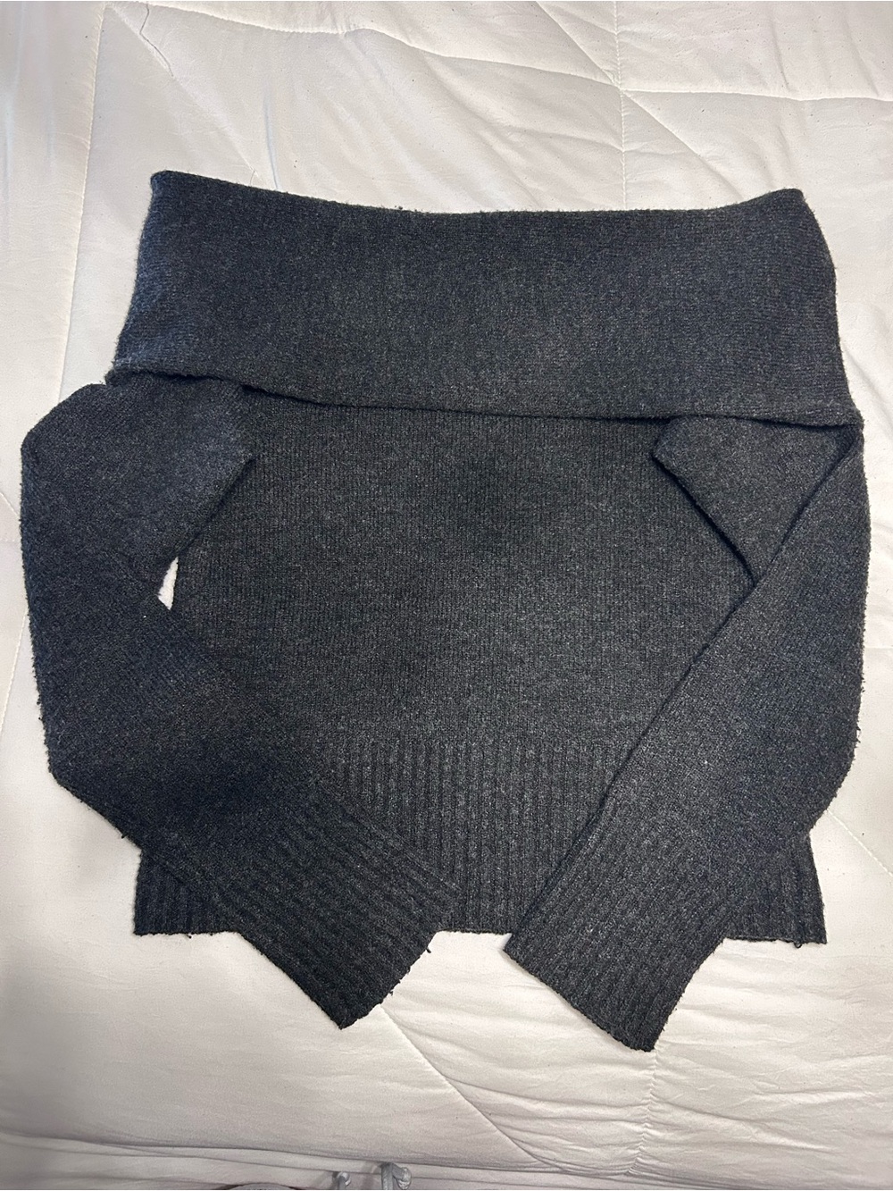 Dynamite Off-the-Shoulder Sweater in Charcoal Gray